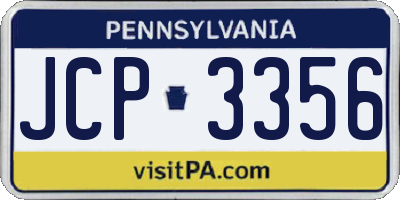 PA license plate JCP3356
