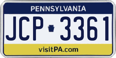 PA license plate JCP3361