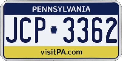 PA license plate JCP3362