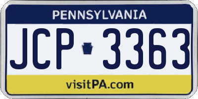 PA license plate JCP3363