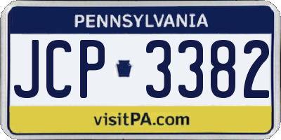 PA license plate JCP3382