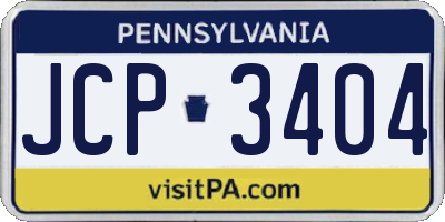 PA license plate JCP3404