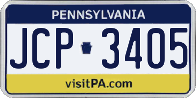 PA license plate JCP3405