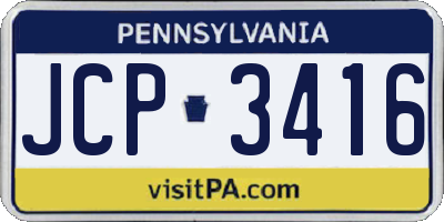 PA license plate JCP3416