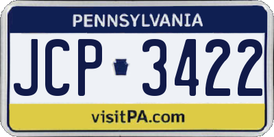 PA license plate JCP3422