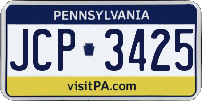PA license plate JCP3425