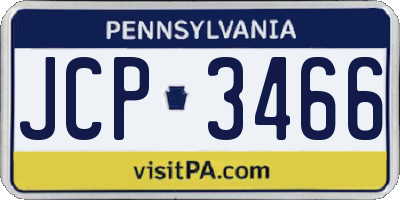 PA license plate JCP3466