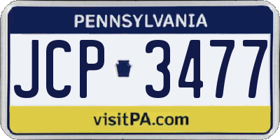 PA license plate JCP3477