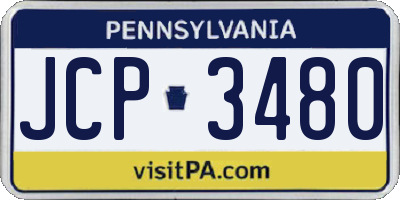 PA license plate JCP3480