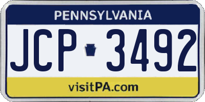 PA license plate JCP3492