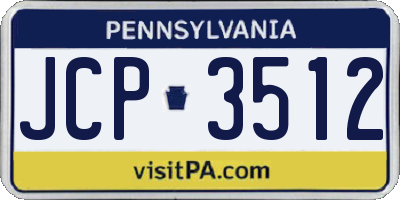 PA license plate JCP3512