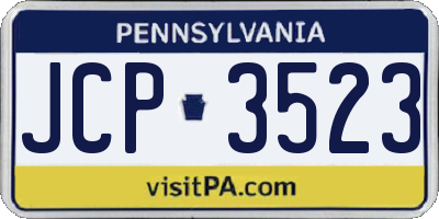 PA license plate JCP3523