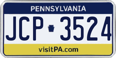 PA license plate JCP3524