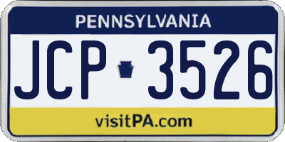 PA license plate JCP3526