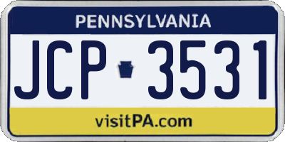 PA license plate JCP3531