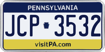 PA license plate JCP3532