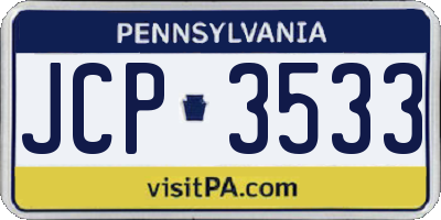 PA license plate JCP3533