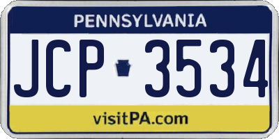 PA license plate JCP3534