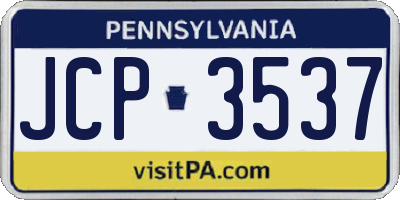 PA license plate JCP3537