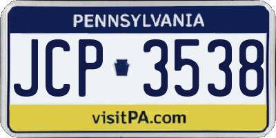 PA license plate JCP3538