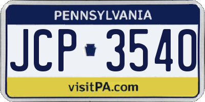 PA license plate JCP3540