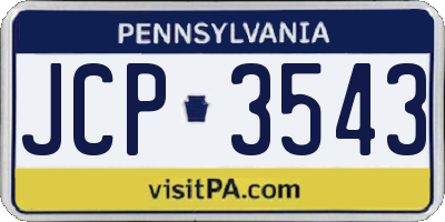 PA license plate JCP3543