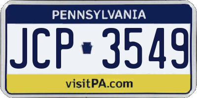 PA license plate JCP3549