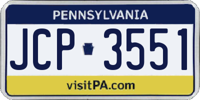 PA license plate JCP3551