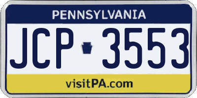 PA license plate JCP3553