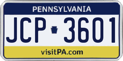 PA license plate JCP3601