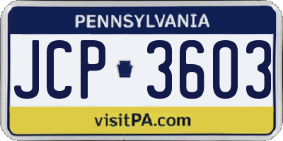 PA license plate JCP3603