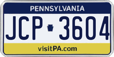 PA license plate JCP3604