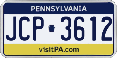 PA license plate JCP3612