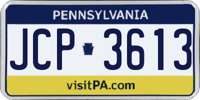 PA license plate JCP3613