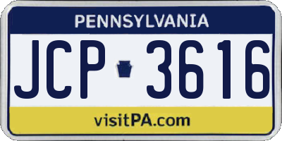 PA license plate JCP3616