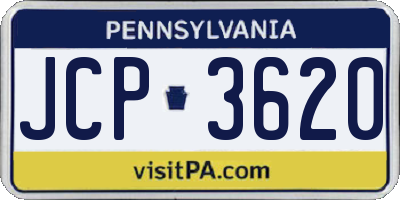 PA license plate JCP3620