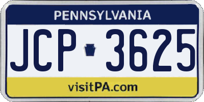 PA license plate JCP3625