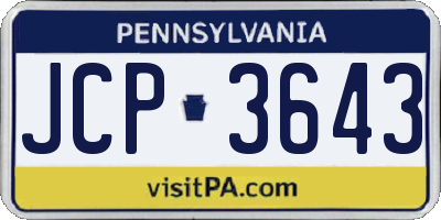 PA license plate JCP3643