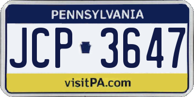 PA license plate JCP3647