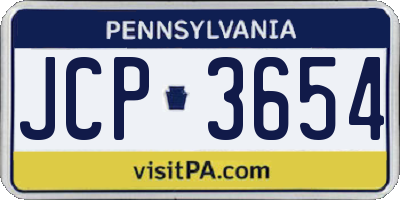 PA license plate JCP3654