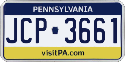 PA license plate JCP3661