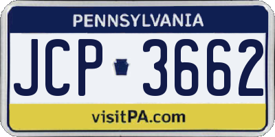 PA license plate JCP3662