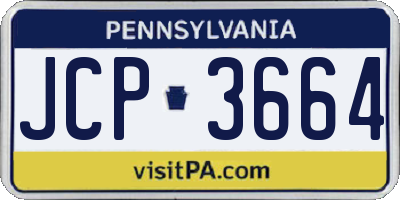 PA license plate JCP3664