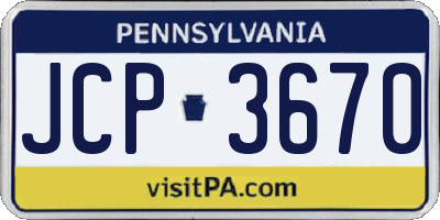PA license plate JCP3670