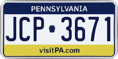 PA license plate JCP3671