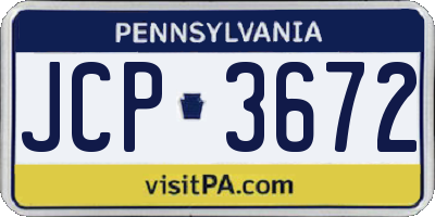 PA license plate JCP3672