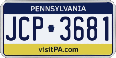 PA license plate JCP3681