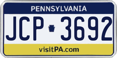 PA license plate JCP3692