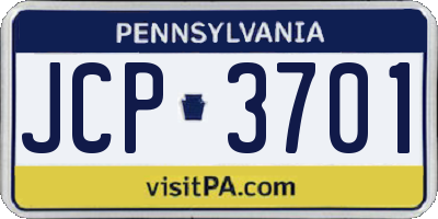 PA license plate JCP3701