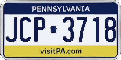 PA license plate JCP3718